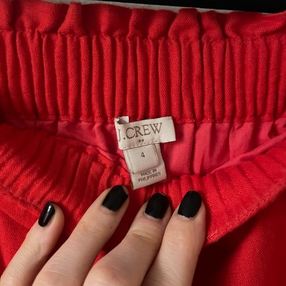 J. Crew Pull On Linen Paperbag Skirt | Red | 4 - Picture 2 of 3